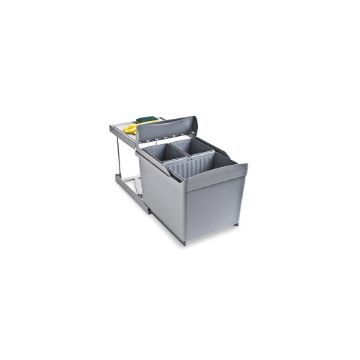 Recycling bins for kitchen, 1 x 16L + 2 x 7,5L, lower fixing and automatic removal